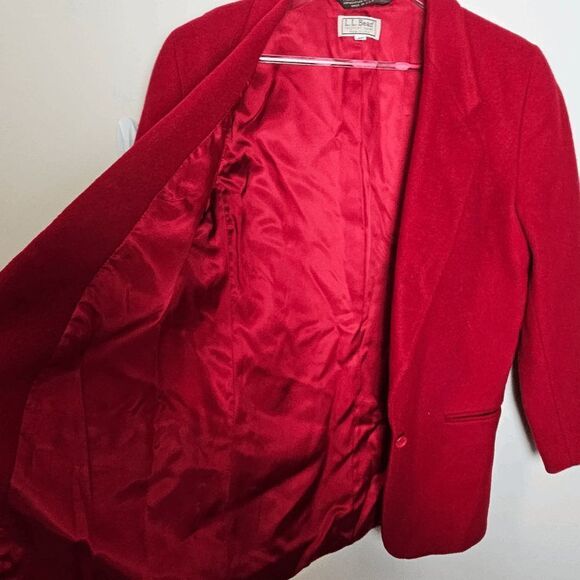 L.L Bean Vintage Lined Wool Blazer Jacket Womens Holiday Christmas Red One Butto - Picture 4 of 4